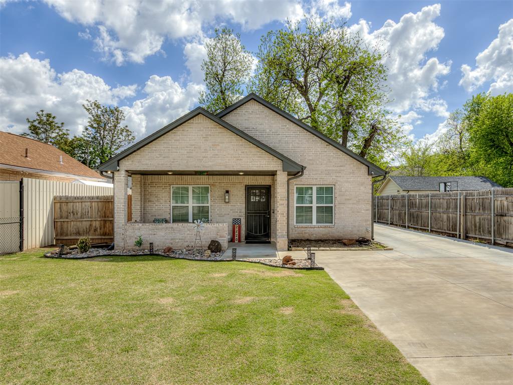 Welcome to this beautifully maintained 2-bedroom, 2-bath home perfectly situated in the heart of Oklahoma City. This home offers the ideal blend of modern finishes, open-concept living, and an unbeatable location. Step inside to find a spacious living area with vaulted ceilings, abundant natural light, and a stunning stone fireplace that serves as the focal point of the home. The open layout seamlessly connects the living, dining, and kitchen areas—perfect for both everyday living and entertaining. The kitchen features granite countertops, stainless steel appliances, ample cabinet space, and a large island with bar seating. Just off the main living area, you'll find a well-sized dining space that flows effortlessly for gatherings. The primary suite offers a private retreat with an en-suite bathroom and generous closet space, while the secondary bedroom and full bath provide flexibility for guests, a home office, or additional living needs. Outside, this property truly shines. A long driveway extends to the backyard, offering additional parking and convenience. Enjoy the fully fenced backyard featuring a dedicated fire pit area, a large patio perfect for outdoor seating and entertaining, and a storage shed for added functionality. Located just minutes from downtown OKC, Midtown, the Plaza District, and major highways, this home provides easy access to some of the city’s best dining, shopping, and entertainment.Don’t miss your opportunity to own a move-in ready home in a prime location—schedule your showing today!