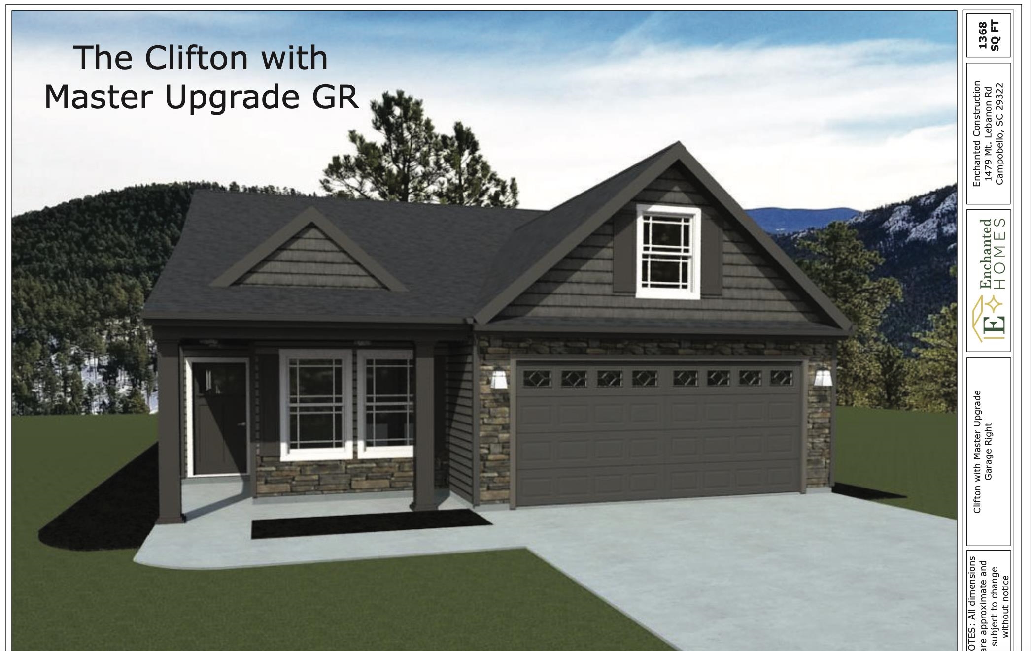 The CLIFTON plan (Lot 39) has a spacious open living area and split bedrooms. Granite countertops, crown molding with rope lighting, and many more features included. 12' x 12' covered patio and 10'x12 uncovered patio overlooks the back yard. Upgraded Master Bath with double vanity.  30-year architectural shingles, site-built construction, and a 10 year limited warranty are included to give you peace of mind.  Closing cost or upgrade incentives available when working with preferred lender and attorney!!   *Virtual tour reflects same house plan, not exact house.  Home is currently in slab stage and most color selections are still available for buyer.