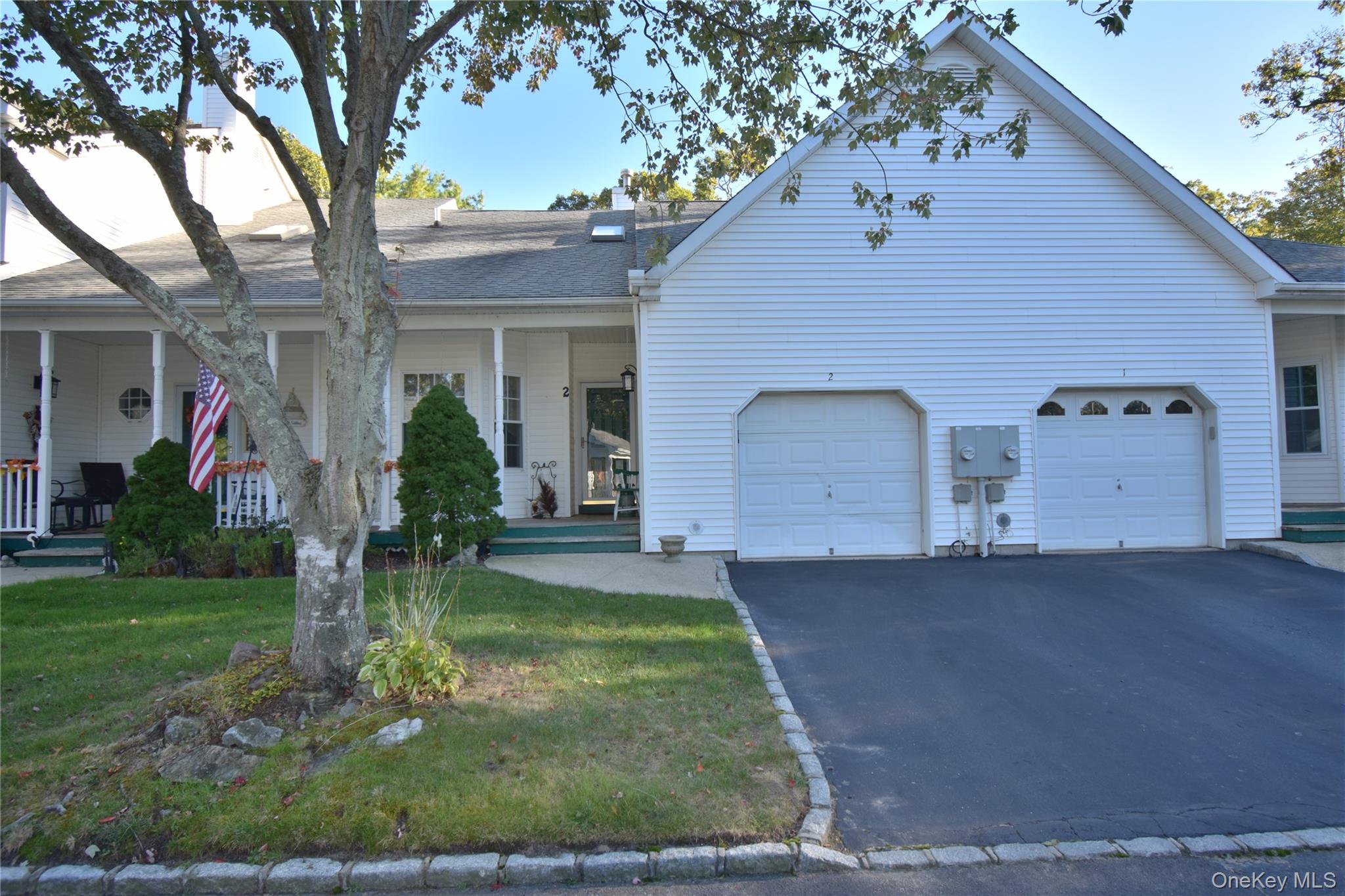 Welcome to your new home! A rare opportunity awaits in the Springhorn Condominium community in Blue Point. This lovely, tree-lined 55+ community established in 2021 offers resort-like living with low HOA fees and taxes that include a clubhouse with inground pool, lawn care, snow removal, and underground utilities for a pristine, uncluttered appearance. This desirable first-level condo, with a basement and garage, features one bedroom and 2 full baths, including an ensuite with a luxurious jacuzzi tub. Enjoy the bright eat-in kitchen, central air conditioning, and approximately 3-year-old windows. The full/partially finished basement boasts impressive 9-foot ceilings, perfect for storage, hobbies, or entertaining. With lots of closet space throughout, plus a charming front porch, private back deck, and attached one car garage, this home offers both comfort and convenience. Location is everything! Walk to the bay for stunning waterfront views and peaceful strolls, with Corey Beach nearby for perfect beach days. You'll be moments from scenic parks, waterfront restaurants, shopping, and the newly-renovated Bayport Blue Point Library/Community Center. Whether you're seeking an active lifestyle or peaceful relaxation, this special community offers the perfect blend of comfort, convenience, and coastal living. Come see all that Springhorn has to offer!