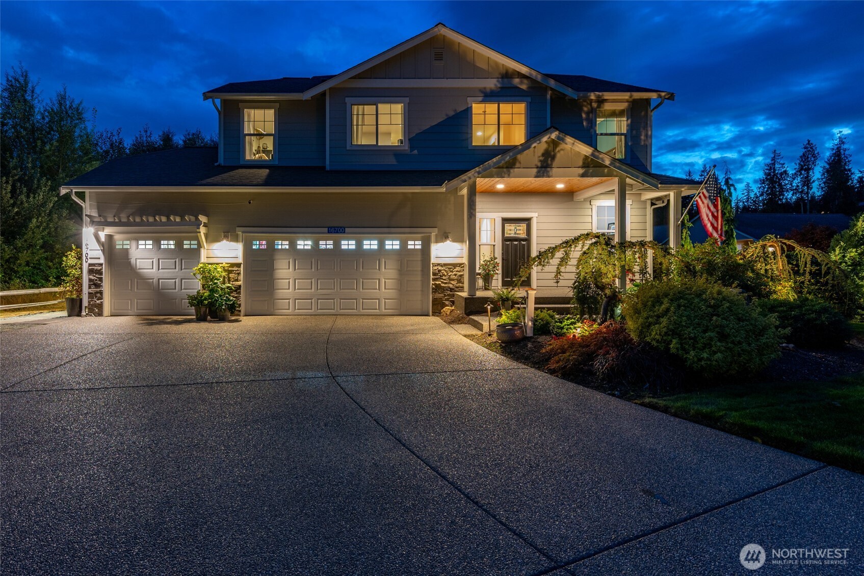 Resort-style living in this one-owner Frazier Heights model home, offered for the first time since 2018. Built in 2017, this impeccably maintained 2,490 sq. ft. residence offers 4 bedrooms,2.5 baths, and a generously sized 0.25+-acre lot in Bayview Ridge–Frazier Heights.  The main level features open living and dining areas with a gas fireplace, a kitchen w\ eating space, & a flexible den/office. Builder upgrades include granite finishes, shiplap accents, and engineered hardwood floors. Upstairs, find a second family room and all four bedrooms, including a primary suite w\ walk-in closet. Notable updates include central air conditioning, a new water heater, upgraded lighting and cabinet hardware, a newer dual-fuel JennAir range, and refrigerator. The lofted three-car garage includes dedicated shop space, while the exposed-aggregate driveway provides parking for up to nine additional vehicles. Enjoy an exceptional outdoor setting: the deck leads to an approximately 816-sq.-ft. paver patio with two powered cooking stations, barbecue, refrigerator, Pizza oven, Traeger with built-in hot plate, propane-plumbed bowl fire pit, and an approximately 210-sq.-ft. water feature with zen garden. Extensive landscaping, territorial views, and buffering on three sides enhance the setting. A seasonal pond beyond the backyard offers beautiful water views and opportunities to observe local birds and wildlife. Convenient to I-5, Skagit Golf & Country Club, community playground, and walking trail