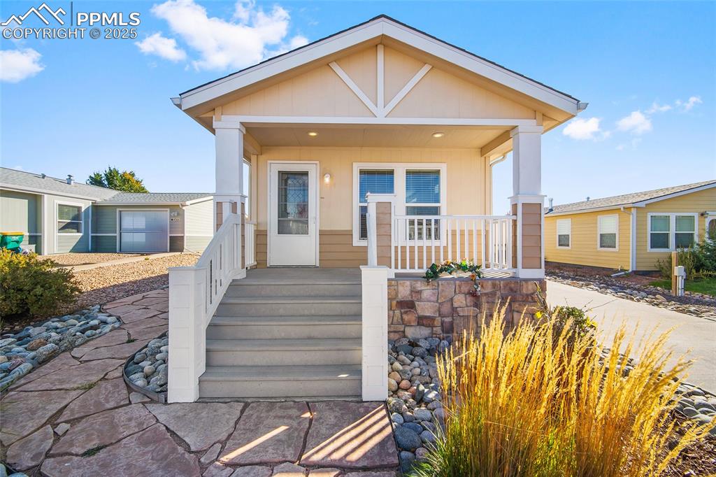 Beautifully updated ranch-style home in the desirable Chateau at Antelope Ridge community! Enjoy easy main-level living with 3 bedrooms, 2 baths, and an attached 1-car garage with extended driveway. Featuring brand-new flooring, fresh paint, and a new roof, this move-in-ready home offers an open-concept layout ideal for entertaining or relaxing. Residents enjoy top-notch amenities including a clubhouse, fitness center, playground, and pool. Conveniently located off the Powers Corridor near Peterson & Schriever Space Force Bases, shopping, dining, and schools. With a low-maintenance land lease structure, this home combines affordability, comfort, and convenience in one perfect Colorado Springs package!