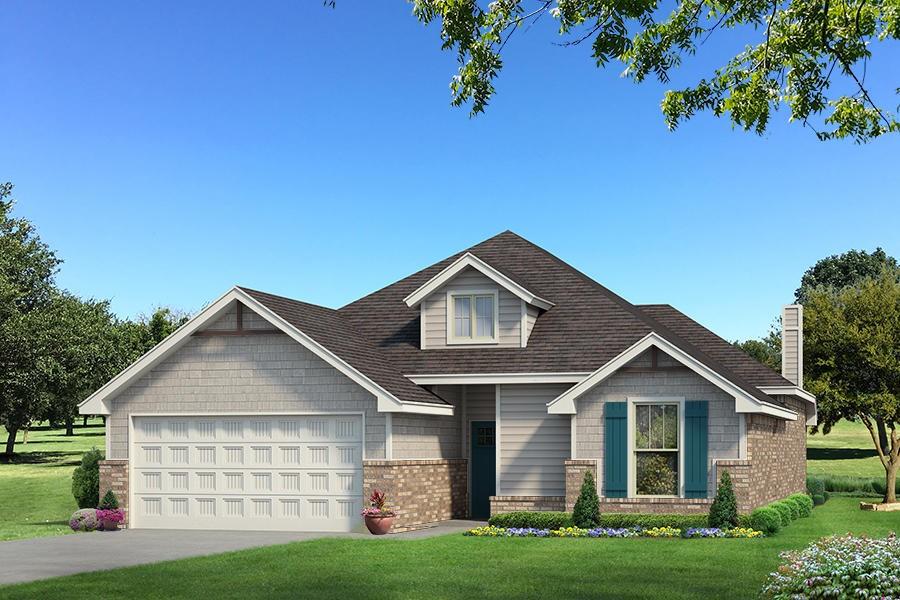 This Teagen floor plan includes 1,715 Sqft of total living space, which features 1,625 Sqft of indoor living space and 90 Sqft of outdoor living space. There's also a 390 Sqft, two car garage with an in-ground storm shelter installed. The timeless Teagen offers 3 bedrooms, 2 full bathrooms, 2 covered patios, and a utility room. The living room presents a corner gas fireplace surrounded by our stacked stone detail, wood-look tile, a ceiling fan, a coffered ceiling, and 7' windows. The high-end kitchen supports a large center island, stunning pendant lighting, 3 CM countertops, a corner pantry, upgraded custom-built cabinets to the ceiling, modern tile backsplash, and stainless-steel appliances. The prime suite includes a sloped ceiling detail with a ceiling fan, windows, and wood-look tile flooring. The primary bath includes a walk-in shower, a free-standing tub, separate vanities, a private water closet, and a spacious walk-in closet! Need more storage? We’ve even included a built-in mudbench! The covered back patio offers a wood-burning fireplace, a gas line for your grill, and a TV hookup. Other amenities include healthy home technology, an air filtration system, a tankless water heater to provide endless hot water, R-44 insulation, and so much more!