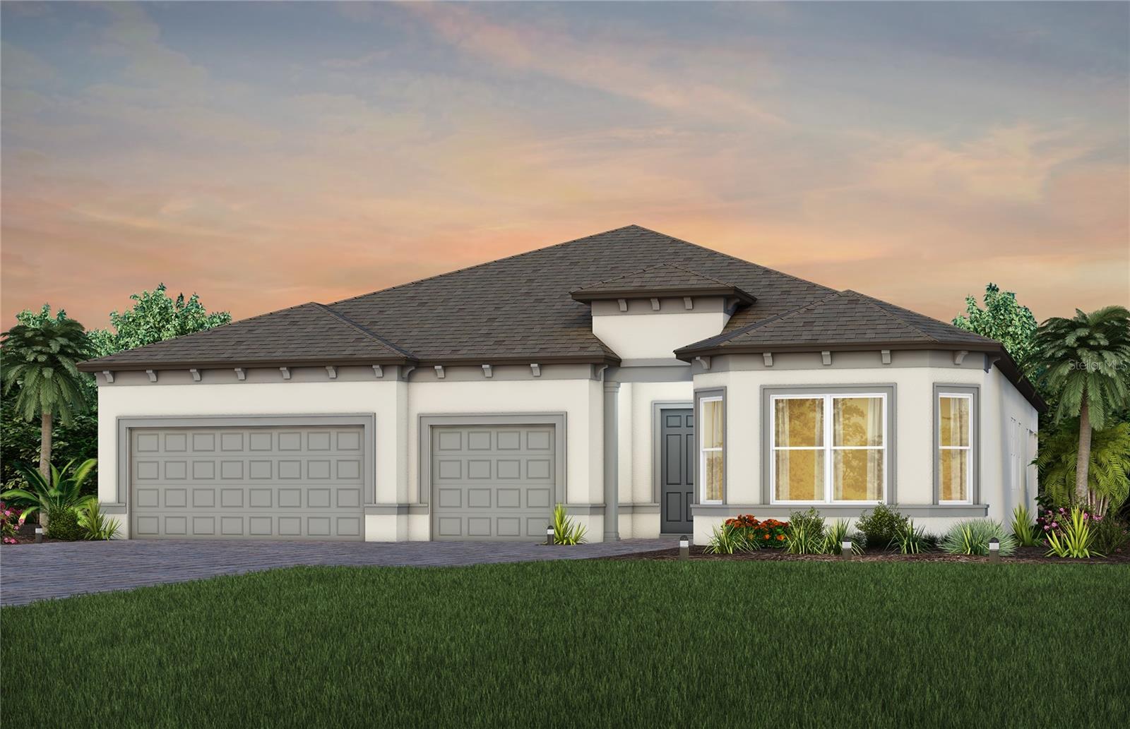 Under Construction. Enjoy all the benefits of a new construction home and experience a new level of retirement living at our newest Del Webb community, Del Webb River Reserve.  This brand new active adult community represents everything that your next chapter in life should be about: Finding a place to belong and living life the way you want. Envision a thoughtfully crafted, resort-style residence nestled in nature with expansive amenities and vibrant gathering areas that will foster lifelong connections. This gated, active adult community is located 30 minutes north of Downtown Tampa.This stunning Renown floor plan is the dream home you’ve been searching for, offering an exceptional blend of luxury, space, and thoughtful design. With its open-concept layout, a zero corner sliding glass door that opens to an expansive covered lanai, and impressive 3-car garage, this home is perfectly suited for both everyday living and elevated entertaining.At the heart of the home, the gourmet kitchen is truly a showstopper. Designed to impress, it features an oversized center island, a sleek single-bowl granite sink, and upgraded burlap cabinetry beautifully paired with 3cm quartz countertops and stylish full height backsplash. A premium suite of Whirlpool stainless steel appliances—including a built-in oven and microwave, cooktop with range hood, and dishwasher—delivers both high performance and modern elegance.You’ll find stunning 9”x36” tile flooring, throughout the main living areas, flex room, owner’s suite, bathrooms and laundry room, offering a seamless look that is as durable as it is stylish.  Plush, stain resistant carpet adds warmth to the secondary bedroom.The luxurious Owner’s Suite is a private retreat, complete with two spacious walk-in closets and a spa-inspired bath featuring dual sinks, 3cm quartz countertops, and a walk-in shower. Bedrooms 2 and 3 are equally impressive, each offering their own private full bath and walk-in closet—providing comfort and privacy for family and guests alike.A versatile enclosed flex room adds even more functionality, perfect for a home office, media room, or entertaining space tailored to your lifestyle.Additional upgrades elevate this home even further, including built-in cabinetry in the laundry room, brushed nickel lighting and door hardware, upgraded baseboards, and LED downlighting and floor outlet in the gathering room. A Smart Home technology package with a video doorbell adds modern convenience and peace of mind.This Renown home combines upscale finishes, smart design, and generous living spaces to create a truly exceptional place to call home.  Enjoy peace of mind with Pulte’s transferable, 10-year Limited Structural Warranty that covers materials and workmanship in the 1st year, workability of plumbing, electrical, HVAC, and other mechanical systems through the 2nd year, various types of water infiltration and internal leaks through the 5th year, and the structural integrity of the home through the 10th year. Plus, we’re currently offering limited-time incentives and below-market rates!