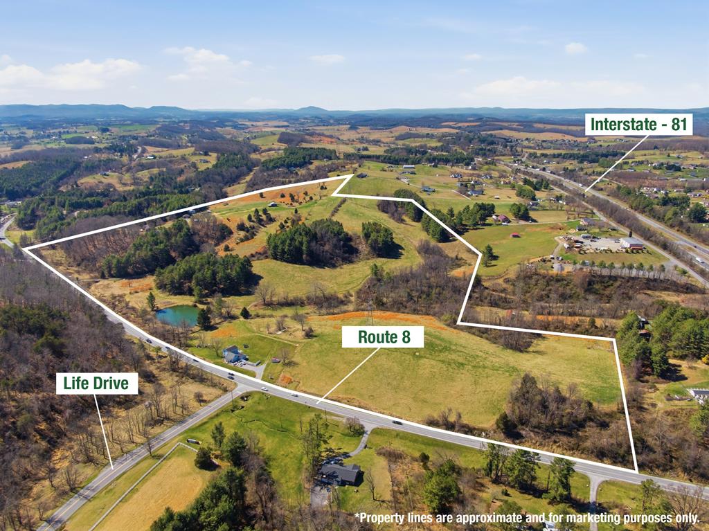 Prime residential development opportunity located at Exit 114 off I-81 in Christiansburg, Montgomery County. This strategically positioned property offers immediate interstate access with traffic counts exceeding 60,000 vehicles per day and strong visibility. Ideally situated between Blacksburg, Radford, and Christiansburg, the site is supported by major employment and education drivers including Virginia Tech, Radford University, the Corporate Research Center, and Radford Army Ammunition Plant. The region continues to experience steady population growth and housing demand with limited available development land. Excellent location for single-family, townhome, or build-to-rent communities. Public utilities available. Rare opportunity to invest in one of the New River Valley's most active growth corridors. The proposed concept plan would allow 168+ single family and townhouse style homes and still have an abundance of open space available.