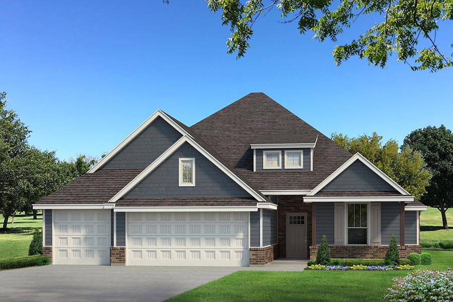 This Sage Bonus Room 2 floor plan features 2,550 Sq ft of total living space, which includes 2,300 Sq ft of indoor space and 250 Sq ft of outdoor living. There is also a 625 Sq Ft, three car garage with a storm shelter installed. This new build offers 4 bedrooms, 3 full baths, 2 covered patios, a large bonus room, and a sizeable utility room. The great room presents a noteworthy coffered ceiling with crown molding and a ceiling fan, 2 seven ft windows, wood-look tile, rocker switches throughout, and Cat6 wiring. The kitchen supports well-crafted cabinets to the ceiling with glass and lights in the uppers, 3 CM countertops, stainless steel appliances, including a 5-burner cooktop, pendant lighting, a center island with a trash can pullout installed, modern tile backsplash, and a large corner pantry. The prime suite boasts a sloped ceiling detail with a ceiling fan, large windows, and carpeted flooring. The large prime bath features dual vanities, a European walk-in shower, a free-standing tub, a private water closet, and a huge walk-in closet with both vertical and horizontal storage. The covered outdoor living area is ready to entertain with the included wood-burning fireplace, gas line, and TV hookup. This new home also features a tankless water heater, a whole home air purification system, R-44 insulation, and so much more!