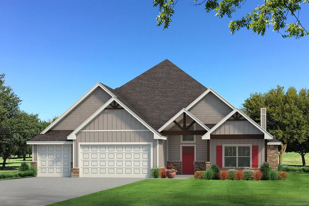 This Wesley Bonus Room floor plan includes 3,630 Sqft of total living space, which features 3,285 Sqft of indoor living space and 345 Sqft of outdoor living space. There is also a 590 Sqft, three-car garage with an in-ground storm shelter installed! This desirable home offers 5 bedrooms, 3 full bathrooms, covered patios, a large bonus room, a powder room, and a utility room featuring a utility sink. The great room supports an immaculate cathedral ceiling with a crows feet detail and a ceiling fan, a luxurious 3-panel sliding door with a 4’ back patio extension, wood-look tile, rocker switches throughout, Cat6 wiring, eggshell paint, and a center gas fireplace surrounded by our exquisite stacked stone detail. The upscale kitchen boasts stunning pendant lighting, stainless steel appliances including double ovens and a 5-burner cooktop, 3 CM countertops, vogue tile backsplash, well-crafted cabinets to the ceiling with cabinet hardware throughout and under cabinet lighting, decorative end panels, a separate walk-in pantry, and a large center island that holds a roomy sink, a dishwasher, and a trash can pullout. The primary suite provides a sloped ceiling detail, a ceiling fan, a plush carpet finish, and windows. Attached is the main bath, which has a bat-winged vanity with framed mirrors, 3 CM countertops, a large European walk-in shower, a private water closet with an elongated toilet, a free-standing tub, and a HUGE walk-in closet! The covered outdoor living area welcomes a wood-burning fireplace, a gas line for your grill, and a handy TV hookup. Other included features for this elegant home include our healthy home technology, an air filtration system, a tankless water heater, double glazed vinyl low E windows with argon, R-44 and R-15 insulation, a fresh air ventilation system, and so much more!