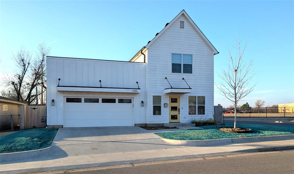 Newer home located near Penn Square Mall and Belle Isle offering three bedrooms and two and a half baths with a well-designed layout. The main level connects the living area, dining space, and kitchen, highlighted by a large center island and a dedicated beverage station with cooler. The primary suite is privately situated and features a walk-in wardrobe with built-in drawer and shoe storage, along with a marble-finished bath complete with a glass-enclosed shower. Upstairs, two additional bedrooms are paired with a versatile study nook and an expansive climate-controlled storage room. Stone countertops are featured throughout, complemented by wood flooring, custom cabinetry, and a full stainless appliance package including refrigerator, range, dishwasher, and microwave drawer. Exterior amenities include automated irrigation for the front and back yards and a cedar privacy fence. Covered porches sit at both the front and rear of the home. An extended driveway and attached two-car garage provide ample parking. Available for immediate occupancy. Schedule your private showing today!