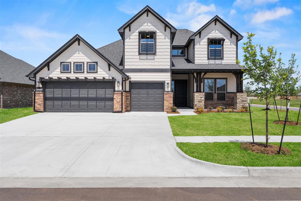 Corner Lot Craftsman with Upstairs Bonus Space and Covered PatioThis move-in-ready craftsman home sits on a corner lot and offers a layout designed for both comfort and flexibility. Expansive windows in the living and breakfast areas bring in natural light and frame views of the spacious covered patio, creating a seamless connection between indoor and outdoor living. The kitchen features quartz countertops and a built-in gas range, while laminate flooring carries through the main living areas for a clean and cohesive feel. Upstairs, a generous landing provides versatile space alongside two bedrooms and a full bathroom. A three-car garage adds everyday convenience with plenty of room for storage and parking.Energy efficiency is guaranteed through our partnership with Environments for Living, ensuring predictable heating and cooling costs with potential reimbursement if usage exceeds expectations. With our Your Way* incentive, you can enhance your home with options like a storm shelter, full home blinds, or apply the credit toward closing costs or interest rate buy-downs.Native Plains provides a quiet country ambiance with walking trails, a dock for fishing at the stocked pond, and a distinctive playground. Conveniently situated near I-35, it offers quick access to downtown Oklahoma City, making it an ideal blend of tranquility and accessibility.Included features: * One-year builder warranty* Two-year systems warranty* 10-year structural warranty* Certified energy advantage guarantee for heating and cooling costs* Fully landscaped front & backyard * Fully fenced backyard* Full gutteringThe floor plan and description may differ slightly from the completed home.