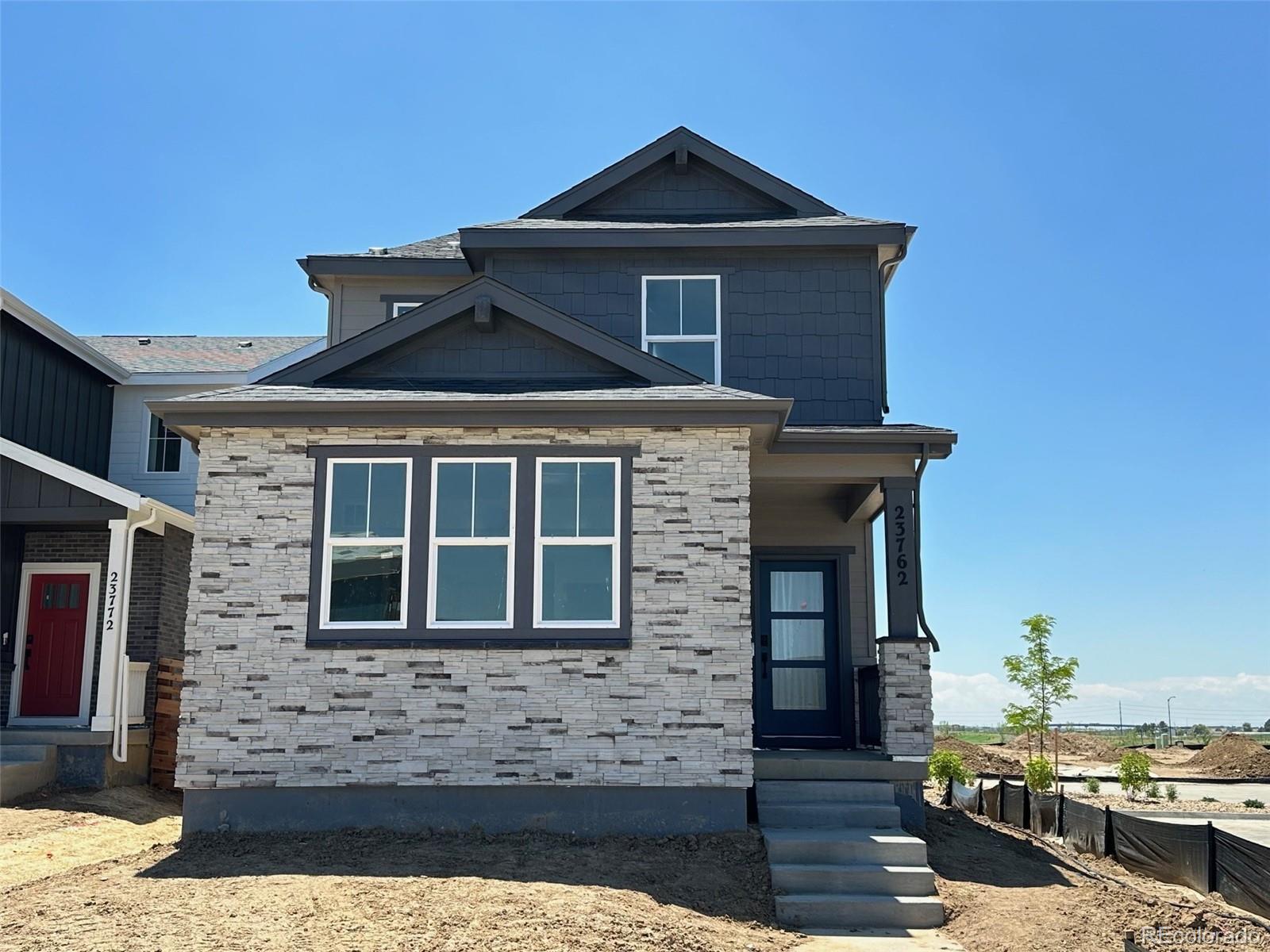 MLS#4741382 REPRESENTATIVE PHOTOS ADDED. New Construction - July Completion! Welcome to the Meridian, a beautifully designed home in the Horizon Collection at The Aurora Highlands. The main level offers a bright, open-concept layout with a spacious gathering room that flows into the dining area and kitchen, complete with a large center island—perfect for meals and entertaining. Tucked down the hall, a private study filled with natural light provides a quiet space to work or relax, along with a powder room and convenient garage entry. Upstairs, the generous primary suite features a spa-inspired en suite and a large walk-in closet. Two secondary bedrooms—each with their own walk-in closet—share a full bath, and a versatile loft and laundry room add flexibility and ease to daily living. Structural options added include: Additional sink at secondary bath and air conditioning.