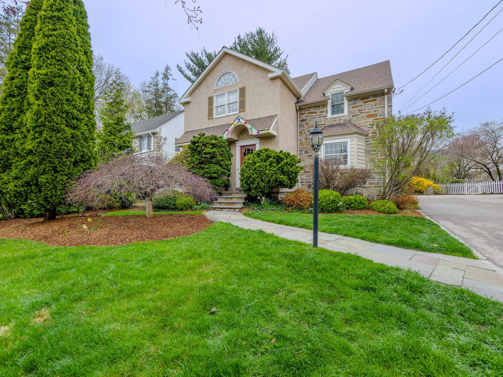 Welcome to this spacious and inviting home on the Main Line. It offers the perfect blend of suburban be comfort and convenience, with easy access to shopping, dining, and commuter routes.As you step inside, a bright foyer greets you with a convenient half bath right off the main floor for guests. From there, the layout flows naturally into a generous living room, ideal for relaxing or entertaining that connects seamlessly to the formal dining room.The heart of the home is the well-appointed kitchen, which opens directly into the bright family room. A striking arched window in the family room frames beautiful views of the outdoors and leads out to a covered deck, perfect for morning coffee or evening gatherings with family and friends. Just beyond the deck, you’ll enjoy a private backyard that feels like your own peaceful retreat.Upstairs, the second-floor features three generously sized bedrooms, each with its own private access for added convenience and privacy. The primary bedroom stands out with custom built-in closets and a luxurious en-suite bath complete with a jacuzzi tub, separate shower, and radiant heated floors. Bedroom two also includes its own en-suite bathroom, while a full hall bath serves the third bedroom.Downstairs, the finished basement provides excellent additional living space, along with laundry facilities and a powder room.Throughout the home, you’ll appreciate the thoughtful design, abundant natural light, and generous room sizes that make it feel remarkably spacious yet comfortably intimate and move-in ready. AC and hot water heater 3 years young. This is a wonderful opportunity to enjoy the desirable Main Line lifestyle. The location is fantastic, close to public transportation and train stations, and easily walkable to Narberth and Suburban Square for shopping and dining.Ready for its next chapter, come see it for yourself!