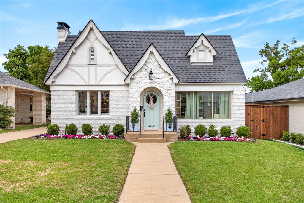 Storybook Tudor located in the heart of the Cultural District, minutes from downtown Fort Worth, half a mile from River Crest Country Club, and blocks from the historic red bricks of Camp Bowie Blvd!  Enjoy easy access to Curly's Custard, museums, hotels, boutique shops and dining.  Feeding into North Hi Mount elementary and a half mile from HAUPT pre school and located in a community where neighbors enjoy fun neighborhood events.  This lovingly maintained home blends original charm with thoughtful updates.  Features include original glass door knobs, stained glass in front living room and a classic arched Tudor entry.  Inside, enjoy restored hardwoods, a cozy living space with wood-burning fireplace, plantation shutters and neutral finishes throughout!  The flexible floor plan offers two spacious downstairs bedrooms, including one with a hidden closet: ideal for a reading nook or play space.  A bright sunroom with built ins and double doors is perfect for a home office or workout area. The upstairs primary ensuite includes a sitting nook and walk-in closet.  Kitchen highlights include stainless steel appliances, gas cooktop, quartz countertops, ample storage including pull out pantry and spice rack and gorgeous built ins in the dining space.  Updated bathrooms feature marble floors. Additional features include mudroom with built ins, laundry area with space for folding and a backyard ideal for entertaining. Major updates include electrical, plumbing, HVAC and water heater. Workshop with electrical in the garage! This home truly checks every box! Floor plan and room measurements will be available in TD documents.   Agents See Transaction Desk for full list of updates, property highlights and offer information.
