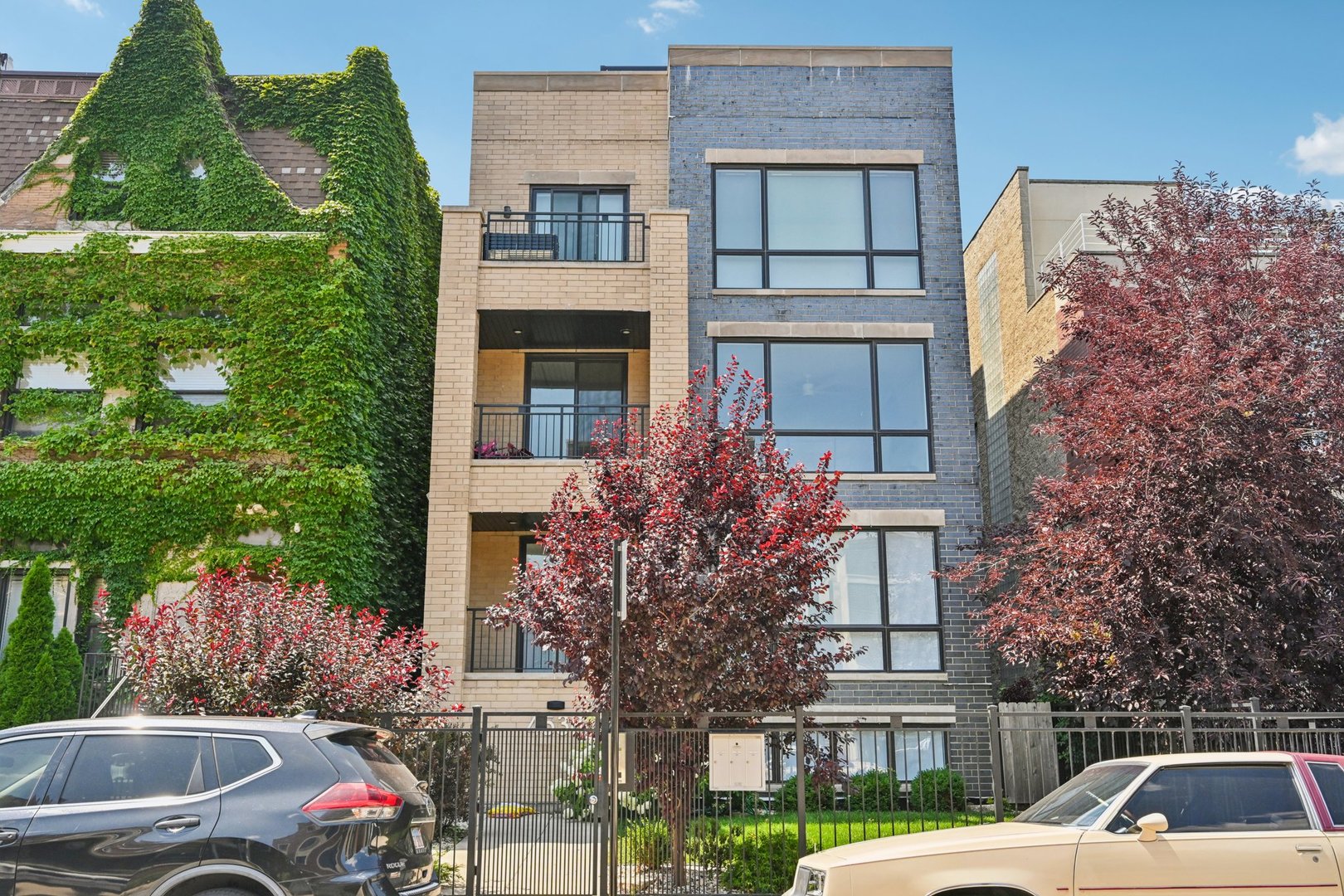 Set on one of Oakenwald's most desirable blocks in the vibrant Kenwood neighborhood, this stunning three-level duplex-down offers 4 spacious bedrooms, 3.5 bathrooms, and a thoughtfully designed floor plan with upscale finishes throughout. The sleek U-shaped chef's kitchen features high-end stainless steel appliances, quartz countertops, and abundant cabinet space, opening to bright, airy living areas filled with natural light from oversized windows.    The primary suite is a true retreat, complete with a spa-inspired ensuite bath, ample customized closet space, and direct access to a large, private, landscaped yard-perfect for entertaining or unwinding in your own urban oasis. Additional highlights include two inviting living rooms ideal for both relaxation and gatherings, a dedicated laundry room, extensive storage throughout, hardwood floors, and a neutral color palette that creates a cohesive, contemporary aesthetic.    Enjoy three private outdoor entertainment areas, including an oversized rooftop deck with sweeping views, plus the convenience of a 1-car garage. Ideally located with easy access to the 47th Street Metra station, multiple bus lines, and pedestrian bridges to the Lakefront Trail and beaches at Oakenwald or 51st Street, this home perfectly blends modern luxury with the best of city living.