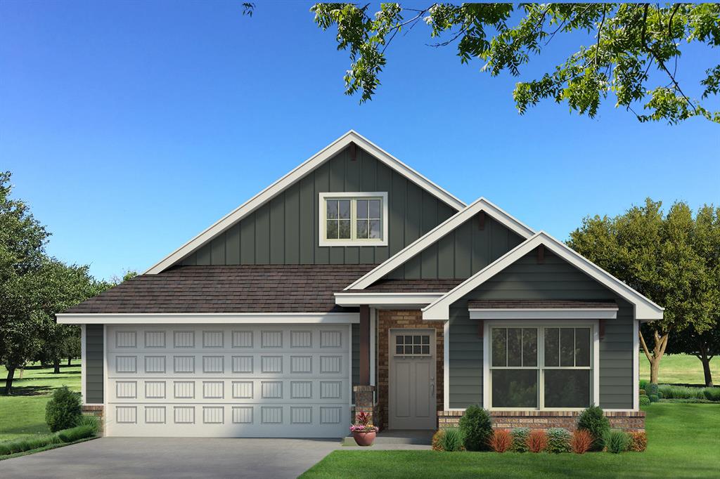 This Dudley floor plan includes 1,800 Sq Ft of total living space, which features 1,630 Sq Ft of indoor living space and 170 Sq Ft of outdoor living space. There is also a 380 Sq Ft, two car garage with an in-ground storm shelter installed. This new build presents 3 bedrooms, 2 full bathrooms, a mudroom, a utility room, and ample storage space. The kitchen spotlights custom-built cabinets to the ceiling, stainless steel appliances, stunning pendant lighting, modern tile backsplash, a large kitchen island, and a large corner pantry. The great room presents a corner gas fireplace with a stacked stone surround detail to the ceiling, 7' windows, wood-look tile flooring, Cat6 wiring, and a ceiling fan. The primary suite welcomes a sloped ceiling detail with a ceiling fan, carpeted flooring and windows. The prime bath supports a dual sink vanity with framed mirrors, a free-standing tub, tile flooring, a private water closet, a European walk-in shower, and a magnificent walk-in closet. Secondary bedrooms feature carpeted flooring, high ceilings with a ceiling fan, windows, and sizeable closets. Outdoor living features a wood-burning fireplace, a gas line, and a TV hookup. Other amenities include healthy home technology, a tankless water heater, a whole home filtration system, and so much more!