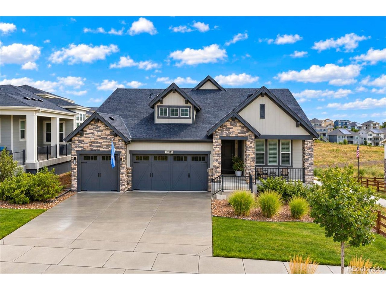 Welcome to this meticulously maintained ranch-style home in Candelas, one of Arvada's most popular communities. Featuring more than $200,000 in builder and seller upgrades, this exceptional property offers quality and thoughtful design. With approximately 4,000 square feet total, the home includes 2,101 square feet on the main level and a 1,899-square-foot basement, with 1,576 square feet finished. From the moment you enter, you'll appreciate the inviting, open floor plan and abundance of natural light.The main level features a private front office, formal dining room, gourmet kitchen, spacious great room with soaring 16-foot ceilings, and a luxurious primary suite. The kitchen's eating area provides convenient access to the covered backyard patio, creating an ideal space for relaxing or entertaining. Enjoy peaceful views of the greenbelt and open space behind the home.The finished walkout basement expands the living space with a large family room featuring a gas fireplace, two generously sized bedrooms, and a three-quarter bathroom. An unfinished area provides excellent storage, along with access to the crawl space. The walkout level also includes a 10' x 18' concrete covered patio.Ideally located near schools, shopping, golf, and trails, with easy access to major highways for commuting. With its extensive upgrades, versatile living spaces, and desirable Candelas location, this home is ready to impress. Don't miss the opportunity to make it yours!