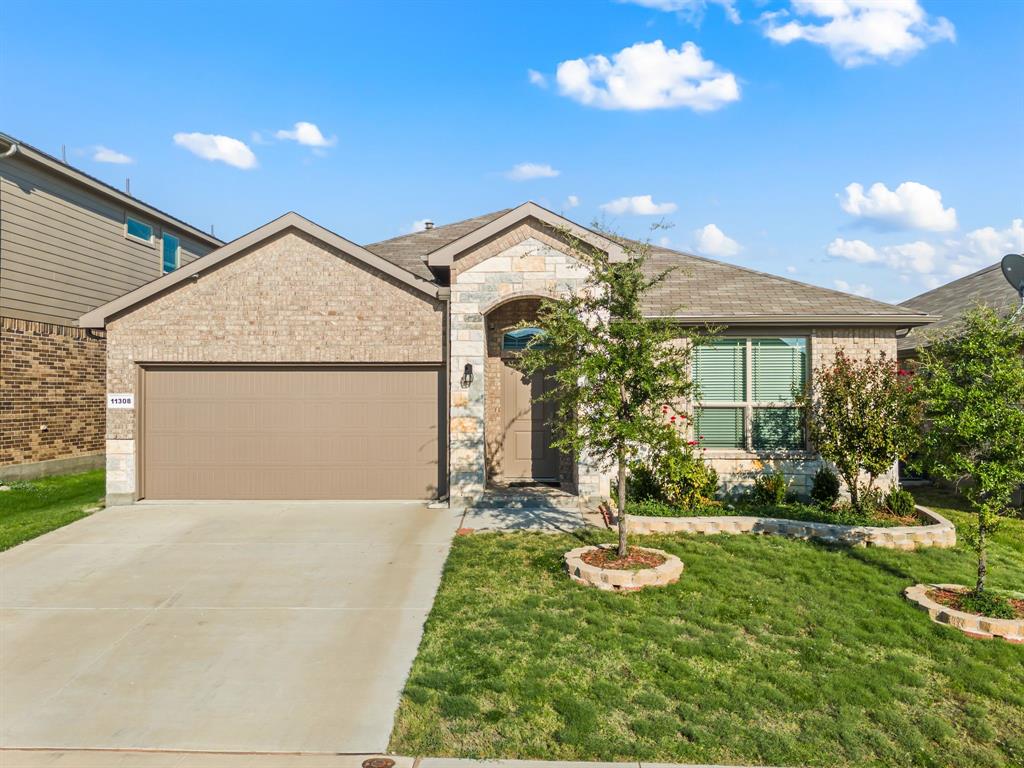 Welcome to this beautifully designed, lightly lived-in, DR Horton home in North Fort Worth-Haslet, where modern finishes meet everyday convenience. Inside, you’ll find an open-concept layout that’s both stylish and functional, feels almost new, and features a spacious living area flowing seamlessly into the dining and kitchen spaces—perfect for gatherings or quiet nights in. The kitchen is a true centerpiece with quartz countertops, am oversized island, gas range, built-in microwave, dishwasher, refrigerator, plenty of cabinets, and a generous walk-in pantry. Natural light fills the breakfast area, creating a warm, inviting space for meals. The large primary suite offers a peaceful retreat with a walk-in closet, double sinks, a standalone shower, and linen storage. Three additional bedrooms are comfortably sized, while the pretty guest bath is situated perfectly in-between. Everyday living is made simple with a large laundry room, tankless water heater, and included washer and dryer. A sprinkler system keeps the lawn green, and the two-car garage provides plenty of parking and storage. Step outside to enjoy the covered back patio, perfect for relaxing or entertaining, with a large storage shed offering extra space for tools and gear. A cute neighborhood park is only steps away with plenty of space to explore, hold large gatherings, and have lots of outdoor fun! This home is move-in ready and equipped with all the perks, making it a great choice for choosy buyers seeking comfort, style, and the perfect place to call home!