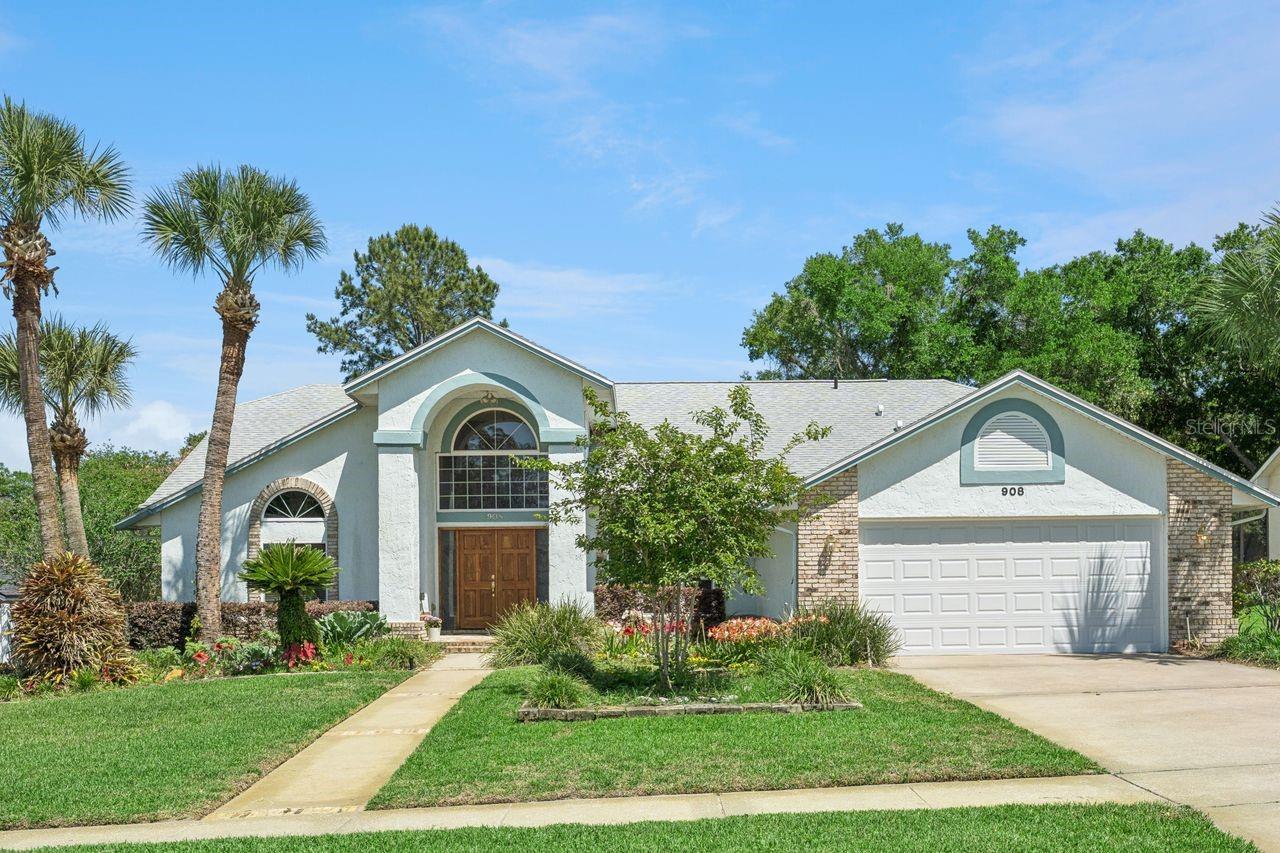 Almond Tree 4 bdrm beauty! Enjoy open plan with spacious ceramic tile foyer flanked by livng and dining room w/ hardwood floors. Famly room is showcased w/ corner wood burning fireplace and fully glassed French doors to 24 ft porch. Fully equipped kitchen has double sinks, wood cabinetry and granite countertops plus generous pantry area and stinless steel appliance pkg including built in microwave. Kit Island offers a separate prep sink for all your gourmet cooking. Master bdrm is situated privately in this split plan home. It is adjoined by his and her walk in closets, jetted garden tub and vanity with hus and her sink areas. Home is pool planned with oor from porch to guest side bathroom. In addition to mastr bdrm there is another en suite bedroom on guest wing. Sellers have displayed pride of ownership thruout". Lovely rear yard has custom gazebo for your hanging baskets or create your own zin garden spot. A rated schools. Short drive to major employers!