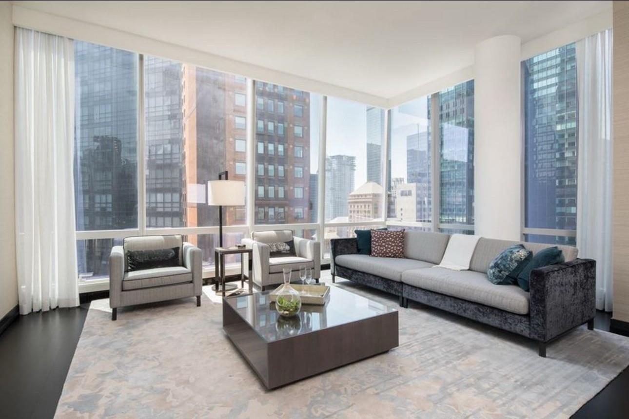 Fully furnished, move-in ready, a true turn-key residential experience inside the ultra-luxurious One57 condominium. Sitting above the 5-star Park-Hyatt, this 1 Bedroom plus Home Office, 2 Bath residence comes with intimate city views of Midtown Manhattan seen from the kitchen, living, and bedroom areas. Floor to ceiling windows let you and your guests fully comprehend what life at One57 is all about, views, luxury, and home. 
Bathrooms are custom designed by Thomas Juul Hansen and appointed with marble, onyx and custom glass finishes. 
The Chefs kitchen was designed for entertaining in mind with professional appliances by Miele, Subzero wine cooler, and hand crafted custom cabinetry by the award winning Smallbone of Devizes. This unit also has additional space for a home library or study room.
One57 is a world-renowned luxury building built by Extell Development Company, located on 57th St in Midtown Manhattan with 24/7 access to concierge, amenities, and the perks of an internationally acclaimed 5-star hotel.