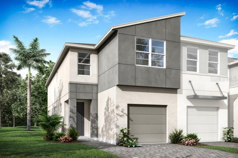 Under Construction. This 1,667 square foot home features 3 bedrooms, 2.5 baths, loft, and 1 car garage with a 2-car wide paver driveway, corner unit of model row.  The Marianna features a Modern elevation with great earth tone colors. The huge eat-in kitchen is truly the heart of this home. Featuring durable quartz counter tops along with the help of an abundance of 42" upper cabinets painted White and oversized,  luxury vinyl flooring that flows from the front door through to the lanai. The kitchen includes all stainless steel appliances with refrigerator, and the home included a Whirlpool washer and dryer. The large center island layout makes this home ideal for entertaining as it overlooks both the great room and the very spacious, covered, screened and brick paver lanai. Upstairs, the owners retreat, separate from the guest rooms offer a large walk-in closet, a double sink vanity and an oversized shower. Just off the owner's suite is a large loft that's perfect for entertaining or relaxing after a long day. The secondary bedrooms feature walk-in closets and share a large bathroom and separate linen closet adjacent to the loft. This home does not disappoint, with its extra storage and fabulous outdoor living space. All our homes are wired with the latest in Smart Home Technology and are energy efficient with double pane lo-E, vinyl windows. Bloomingdale Townes is a gated community with a large pool and BBQ area and close proximity to shopping and entertainment. No CDD Fees! Pricing, dimensions and features can change at any time without notice or obligation. Photos, renderings and plans are for illustrative purposes only, and should never be relied upon and may vary from the actual home.