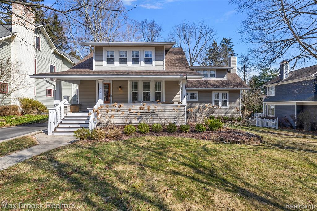 Fabulous Arts and Crafts residence, beautifully designed and ideally located just moments from downtown Northville. Step onto the charming covered front porch, now featuring a brand-new floor and stairs (2022), and feel instantly at home. Inside, this thoughtfully updated residence blends timeless charm with modern luxury, creating a space you’ll love to live in. The heart of the home is the gorgeous new kitchen, complete with quartzite countertops, custom cabinetry, and a dedicated coffee station. Conveniently open to the kitchen, the family room boasts a dramatic new stone-surround fireplace (2022), providing a cozy centerpiece for gatherings and direct access to the covered deck and backyard. Entertain effortlessly in the dining room, equipped with a stylish dry bar and beverage fridge, flowing into the light-filled living room. A versatile home office on the main level adds even more functionality. Upstairs, a loft currently used as a TV room provides extra space for relaxation. This home is loaded with upgrades for peace of mind, including a new roof and resurfaced driveway (August 2025), new furnace (2023), and hot water heater (2021). Flooring has been thoughtfully updated throughout, with refinished floors in the original portion of the home (2024) and additional new flooring added from 2022–2025. Landscaping was updated in 2023. With its perfect mix of classic charm and modern conveniences, this move-in-ready Northville gem won’t last long. Schedule your private showing today and make it yours!