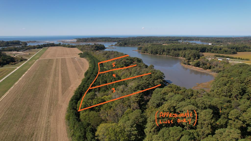 3 adjoining lots at "The Preserve at Old Plantation Creek" located near Capeville at the prestigious Bayview Farm. Price includes lots number 3,4 and 5, each one a beautiful & private wooded homesite with high elevation, old growth forest, great soils and scenic location adjoining a large tract of farmland. The lots do not include the shoreline but have views of Old Plantation Creek in a scenic natural setting. Access is via Plantation Creek Lane, a private 50' right of way shown on the recorded plat - it is a scenic farm road / dirt road through a wooded area to the lots. Corners of the lots are marked. A great value for multiple adjoining building sites, particularly so far South of Cape Charles. Only 5 or 6 miles to the Bay Bridge Tunnell yet very convenient to Cape Charles.