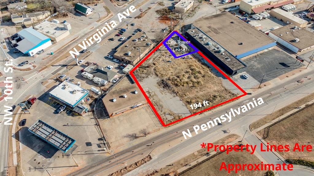 Opportunity to acquire 46,958± square feet (1.08± acres) of I-2 zoned industrial land located just south of NW 10th Street and Pennsylvania Avenue in northwest Oklahoma City. The property fronts a well-traveled corridor with ODOT-measured traffic counts of approximately 10,000 vehicles per day (2022) along Pennsylvania Avenue, providing consistent exposure and access. The site includes an existing cell phone tower with in-place rental income of $6,000 annually. The tower and associated fenced yard occupy roughly 1,440 square feet per the county assessor and include dedicated driveway access for maintenance vehicles. The remainder of the site, approximately one acre, remains available for additional development or income-generating improvements. Zoning and site characteristics create potential for additional revenue streams, including billboard placement and/or additional leasing opportunities, subject to permitting. The parcel’s size, configuration, and exposure support a range of industrial, infrastructure, or alternative-use strategies. The property offers meaningful upside as the surrounding area continues its gradual transition, with redevelopment occurring incrementally and investment activity steadily moving west of the urban core. Its proximity to major thoroughfares positions the site for long-term appreciation.