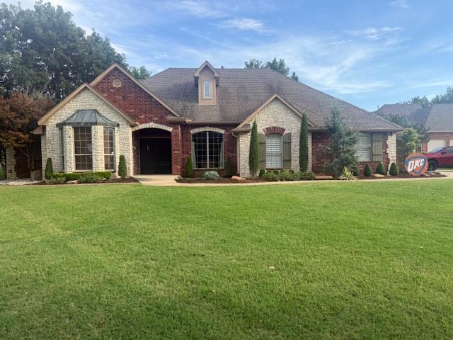 Take advantage of this fall listing! Quality Deer Creek addition on a on a corner lot with an outstanding recreational backyard. Patio rec area is nearly as wide as the home.  A saltwater pool, cedar pergola,  wood burning fireplace, wide granite countertop to host cookouts, gas grill with extra burner, mini fridge and stainless sink. . Wrought wire fencing contains pool area with a cinder brick retaining wall. Landscaping galore with mature trees, underground wireless sprinkler, gutter guards.  The interior is highlighted with updated  lighting, wood-look ceramic tile flooring in living and formal dining area, double front doors with captain hatch windows. Primary BR with cathedral ceiling to 11' tall with laminate flooring and plantation shutters. Double master BR closet with built in chest and shelves, you won't believe the size! The primary bath has double vanity granite counters, corner medicine cabinets behind the mirrors, canned lighting over the sinks, Jetta tub and shower with dimensional tiles, linen cabinet.. Secondary BR's are opposite in this split floor plan and share a JJ bath. Both have step-in closets, plantation shutters and ceiling fans. Please view the pictures for additional information.