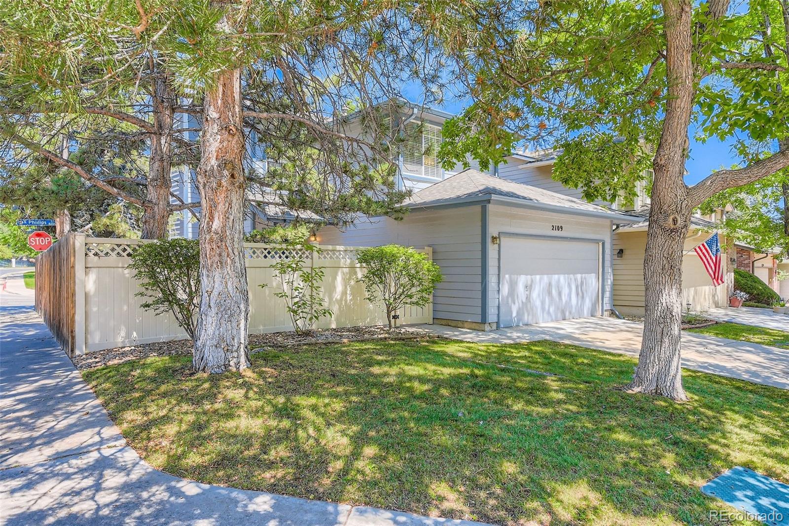 Great location! This fabulous 2-story is on a corner site and features 3 bedrooms (2 upper / 1 non-conforming basement), 3.5 baths, living room, kitchen, breakfast nook, finished basement (could be a bedroom/family/craft room, bath) and 2 car attached garage.  Each bedroom boasts an en-suite bathroom. A 2-story ceiling in the living room and many windows throughout allow the natural light to cascade in - bright and cheerful.  The finished basement is perfect for guests or that teen wanting their own space.  A fenced yard area offers privacy to entertain on your private deck or grill and chill. Numerous, mature trees offer ample shade.   Hardwood floors on the main level, tile in the baths and carpeting in the bedrooms.  Beautiful slab granite counters and stainless steel appliances in the kitchen. Adjacent to Four Lakes open space/park/tennis courts.  Close to dining, shopping, entertainment and other amenities.  Don't miss your opportunity.  Welcome Home!