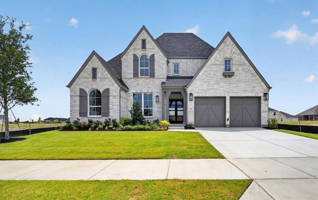 This beautiful Highland Home features high ceilings, extended primary bedroom, second bedroom with ensuite bath downstairs, entertainment room downstairs, separate study, a chef's kitchen with tons of cabinets and a huge kitchen island, and separate breakfast and dining room spaces. This home includes sliders at the family room leading out to your extended covered patio. The primary bathroom includes a freestanding tub with separate shower, double vanities, and a large walk-in closet that connects to the laundry room. Upstairs, you'll enjoy a large game room, powder bath, and two bedrooms each with their own full bath. This brand-new home features lots of closets, beautiful high ceilings throughout, and a gorgeous fireplace in the family room. Don't miss this gorgeous, brand-new Highland home!