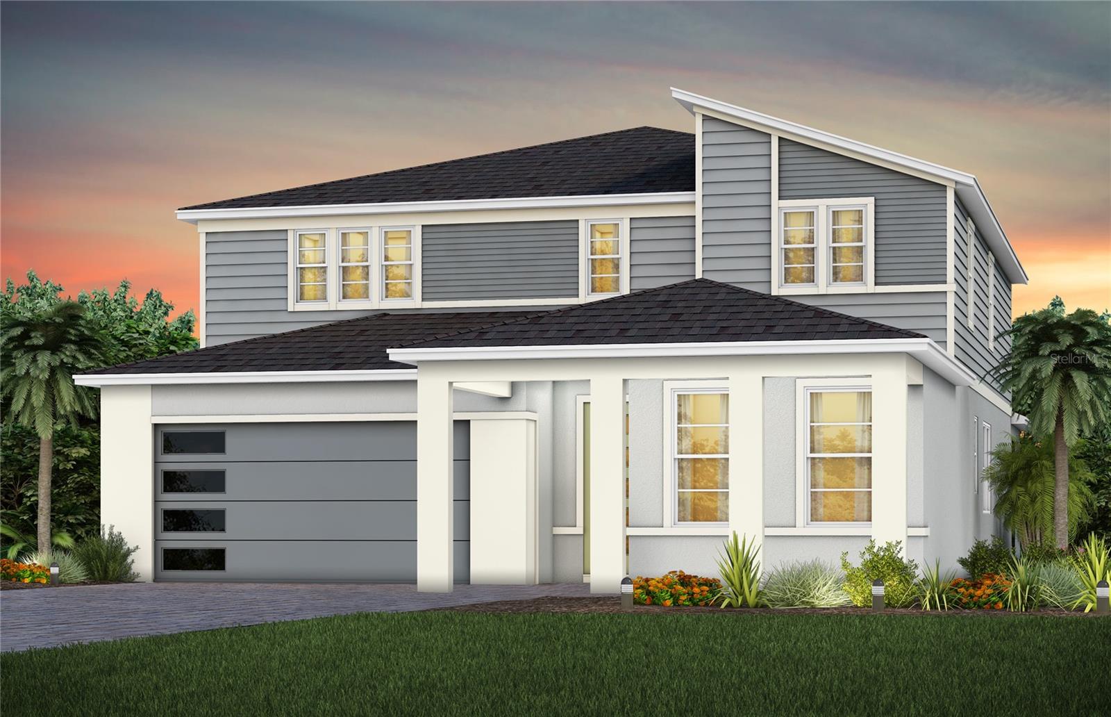 EverBe is a new master planned community where convenience and connections combine to create a new standard for home. Located in Orlando with quick access to 417 & 528, this lifestyle community will offer miles of pathways & trails, wi-fi-enabled green spaces, unique outdoor recreation areas, a fitness center, a clubhouse complex with resort pool, 2G internet, and a waterfront amenity and town center. Get excited for EverBe - everything home should ever be!Step into a world of elegance and practicality in this stunning 5-bedroom, 4.5-bathroom home, designed with every modern convenience in mind. The Scarlett offers a seamless blend of sophistication and comfort, ensuring that you can enjoy the luxury of space, natural light, and thoughtful design. The open-concept design flows effortlessly, creating an airy, spacious atmosphere that feels both welcoming and luxurious. On the first floor, you'll find an en suite bedroom, complete with a walk-in closet, linen closet, and elegant quartz countertops in the bathroom—perfect for guests who value privacy and convenience. The nearby enclosed flex room, spanning 17’ by 10’, offers endless possibilities as a workout room, home office, or creative space. Additionally, a second open flex room, located adjacent to the gathering room, allows natural light to flood the space, offering the ideal setting for relaxation or entertainment. The heart of the home is the gourmet kitchen, where stunning 42” soft-close cabinetry meets luxurious quartz countertops. Thoughtful touches like soft-close drawers, easy-reach cabinets, and Whirlpool stainless steel appliances – including a built-in cooktop – elevate both form and function. The chef-inspired space flows into the café and gathering room, where a pocket sliding glass door leads to the covered lanai, pre-plumbed for an outdoor kitchen—perfect for enjoying indoor-outdoor living. Upstairs, the serene owner’s suite is a private retreat, featuring a spacious walk-in closet, dual vanity sinks, and a spa-like en suite bathroom with a frameless glass shower and garden tub. Relax in the spacious loft, an ideal spot for a cozy evening or watching a movie. The second floor is completed with 3 additional bedrooms, another spare bathroom, and a conveniently located laundry room, making day-to-day living effortless. The laundry room itself offers both style and convenience with built-in cabinets for additional storage and a utility sink trimmed in quartz, adding a touch of elegance to everyday tasks. Designer-curated finishes elevate every corner of this home, including the chrome hardware finishes, wrought iron balusters with oak handrail, 2” faux wood blinds, and 8’ interior doors on the first floor add both style and ease to daily living. Every inch of the Scarlett home has been meticulously curated to offer the perfect balance of style, comfort, and practicality. Schedule a tour today and see firsthand how this beautiful home can fit your lifestyle.