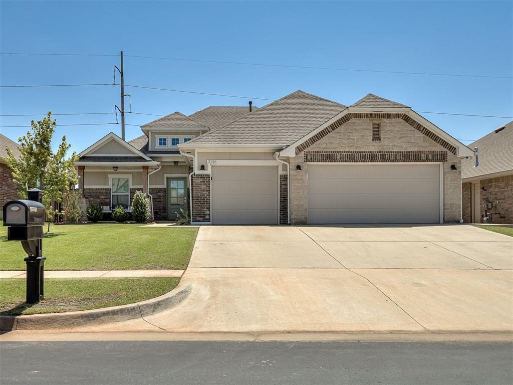 This Edgewater Community gem is giving everything! Located in SE OKC/Moore with peaceful greenbelt/pasture views, this 4 Bed, 2.5 Bath home has the open layout everyone wants. Enjoy the privacy of having no rear neighbors while taking in wide-open views that make your backyard feel even bigger. The kitchen flows right into the dining and living room, featuring a cozy gas fireplace, gray cabinetry, pendant lighting, floating shelves, stainless steel appliances, and a 5-burner gas stove, all with tons of natural light. The dining room's gorgeous modern accent wall is an instant showstopper. You'll love the wood-look tile throughout the main living areas, creating a clean, cohesive look that's both stylish and easy to maintain. The spacious primary suite features double vanities, a soaking tub, separate shower, and a huge walk-in closet. Bonus points for the mudroom, oversized laundry room, garage with a premium polyaspartic floor coating, and an 8x10 storage shed in the backyard. Meticulously maintained and better than new, this home is ready for its next owners. Schedule your viewing today!