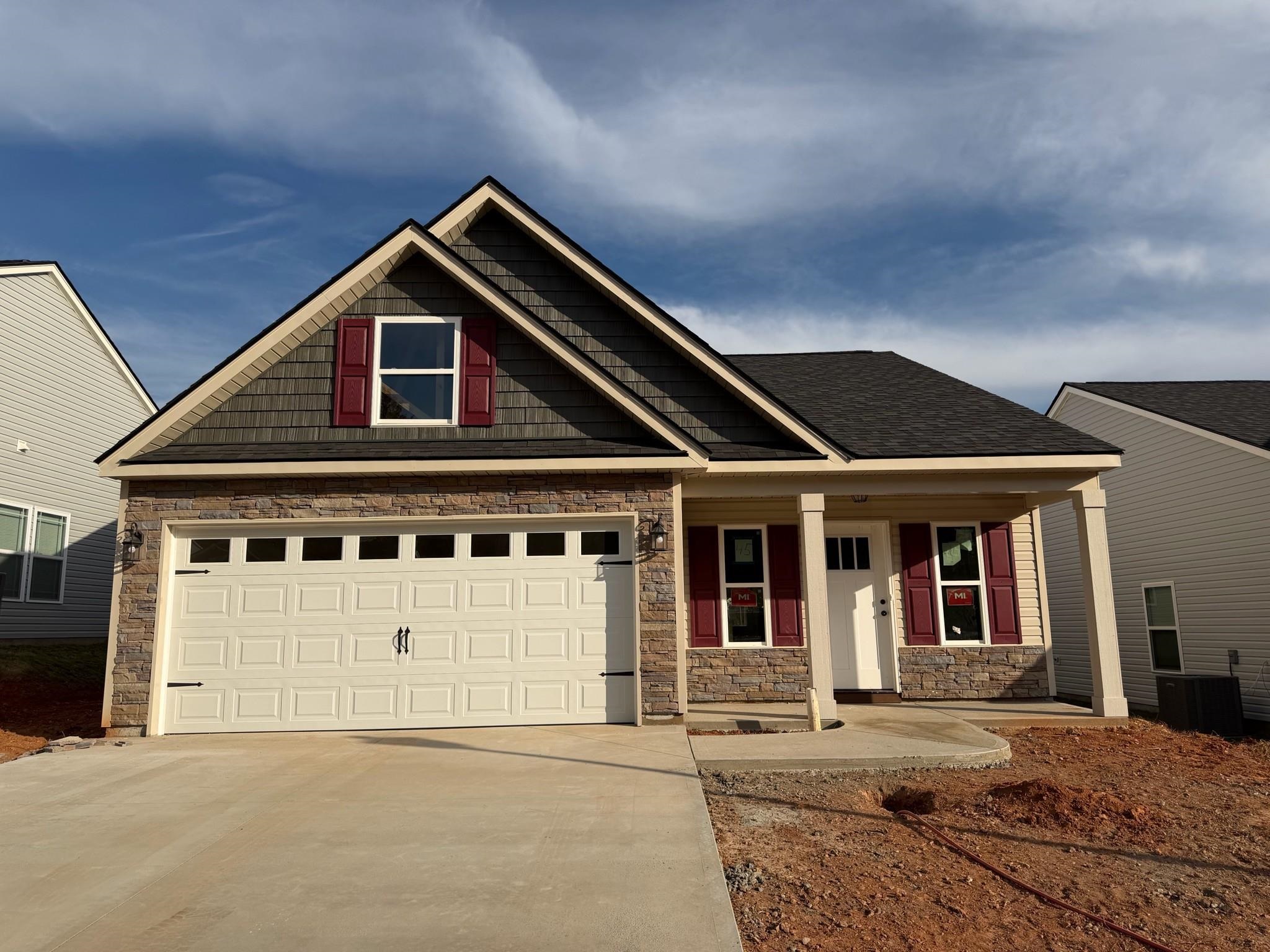 The PACIFIC (Lot 45) offers a modern, open concept living area perfect for entertaining.  3 bedroom, 2 bath. Complete with the trademark chair rail, crown molding, and rope lighting.  12' x 12' uncovered back patio. Upgraded craftsman siding option to include 1/2 stone front porch columns.  30-year architectural shingles, site-built construction, and a 10 year limited warranty are included to give you peace of mind. Preferred Lender/Attorney Closing Costs Incentive Offered!   *Virtual tour reflects same house plan, not exact house.
