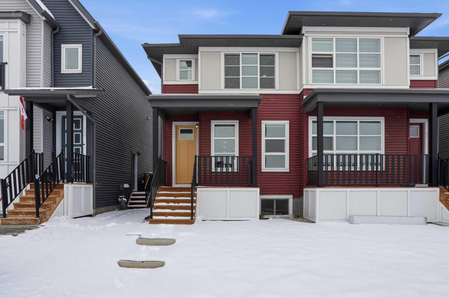 This is more than a home, it’s a smart move.In today’s market, buyers who come out ahead aren’t just looking for something that looks good, they’re looking for something that works, something that offers flexibility, options, and long-term value.Located in the growing community of Belmont, this semi-detached two-storey offers over 2,100 sq ft of well-designed living space, including a fully developed legal basement suite with a private entrance, a rare feature that immediately sets it apart.From the moment you arrive, the rich burgundy exterior gives the home presence, warm, refined, and easy to recognize.Step inside and the layout just makes sense, natural light fills the space, and the flow between the living, dining, and kitchen areas feels effortless.The main level offers a comfortable front living space, while the kitchen is both practical and well-finished with light cream cabinetry, quartz countertops, a modern backsplash, stainless steel appliances, a large island, and a walk-in pantry.The dining area is built for real use, and at the back, a mudroom keeps daily life organized, while an office nook provides a dedicated space to work or stay on top of things.Upstairs, a central bonus room adds flexibility for a media area, playroom, or second lounge.The primary bedroom is private and comfortable, featuring a walk-in closet and a functional ensuite with an oversized shower.Two additional bedrooms, a full bathroom, and upper-floor laundry complete the level.The fully developed legal basement suite is where this home truly stands out, with its own private entrance, living area, kitchen, bedroom, bathroom, and in-suite laundry.This space offers real opportunity, whether for rental income, extended family, or added flexibility.Outside, the backyard is a blank canvas ready for your vision, with rear alley access and a double gravel pad already in place.The location adds everyday convenience, situated directly across from a growing commercial area with eateries and new shops continuing to open, and just minutes to Township Shopping Centre and the established amenities of Shawnessy.You’re also close to the YMCA, Cardel Recreation Centre, and library, with quick access to Macleod Trail and Stoney Trail for an easy commute.With future plans for schools, parks, a recreation centre, and an LRT line, Belmont continues to grow in value.This home offers space, functionality, and flexibility, giving you options today and the ability to adapt tomorrow.Book your showing and see how it fits your next move.