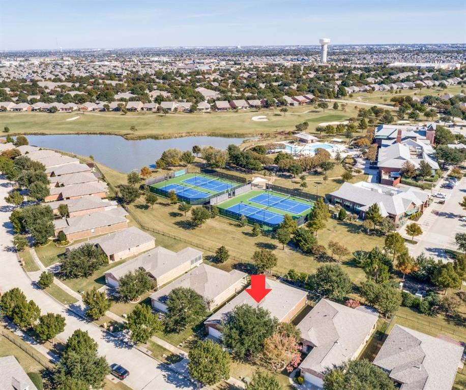 Premier Location with Fabulous Landscaping! This beautiful and gently lived in home is nestled in the sought after 55+ Frisco Lakes by Del Webb Golf Community. Walk out your backyard gate to access to the best amenities this vibrant neighborhood has to offer.  Just a few steps away from the main amenity center enjoy easy access tennis courts, golf, pools, fitness center, walking trails, and endless activities designed just for active adults. This inviting 2 bedroom, 2 bath residence also has a versatile study and expansive patios, offering plenty of space for relaxing, working, or entertaining. Step inside to discover an open floor plan filled with natural light and stylish finishes. The heart of the home is the spacious kitchen, featuring granite countertops, upgraded cabinets with built-in pullout drawers, stainless steel appliances, and an eat-in dining area! Microwave and Dishwasher replaced in 2025.  The huge family room is light, bright, and has beautiful views! Primary bathroom features updated quartz counter tops and frameless shower. Enjoy the morning sun on the backyard patio that is perfect for year-round enjoyment, featuring a huge travertine patio and extensive landscaping that provides both beauty and privacy. This is a well maintained, pet free and smoke free home.  Don't miss this unique Frisco Lakes opportunity!