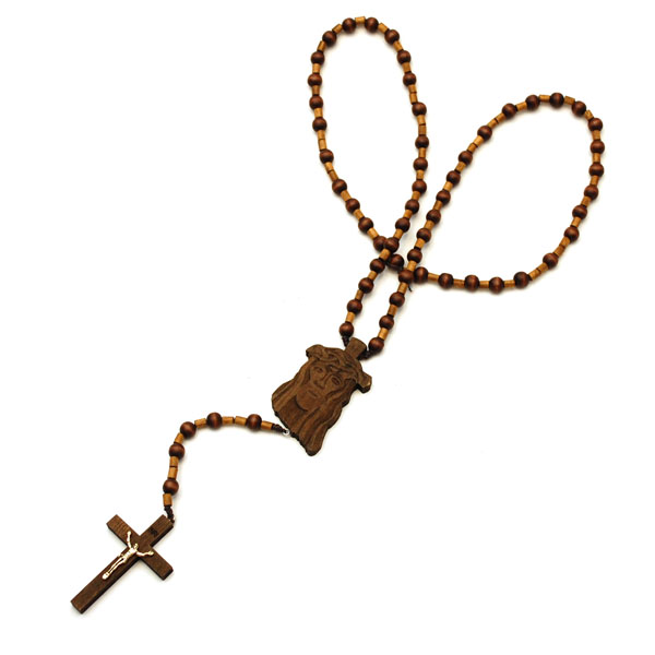 HipHopDX "Wooden Jesus Piece & Cross Chain (Brown w/Brown)" Necklaces
