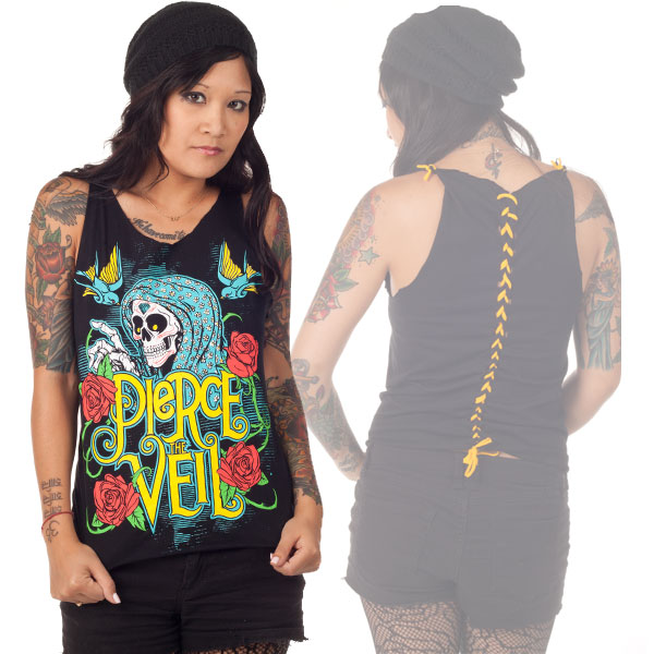 Pierce the Veil "Pierce the Veil Skull Roses" Girls Tank Top