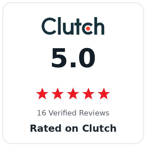 5.0-Star Rated on Clutch (16 Verified Reviews) 5.0-Star Rated on Clutch (16 Verified Reviews)