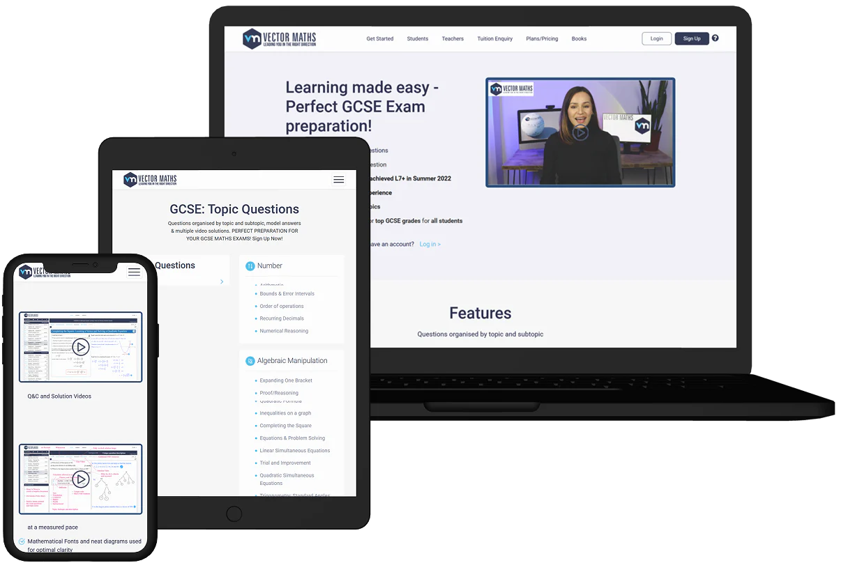 Vector Maths – E-Learning Platform for GCSE Exam Preparation Portfolio Image