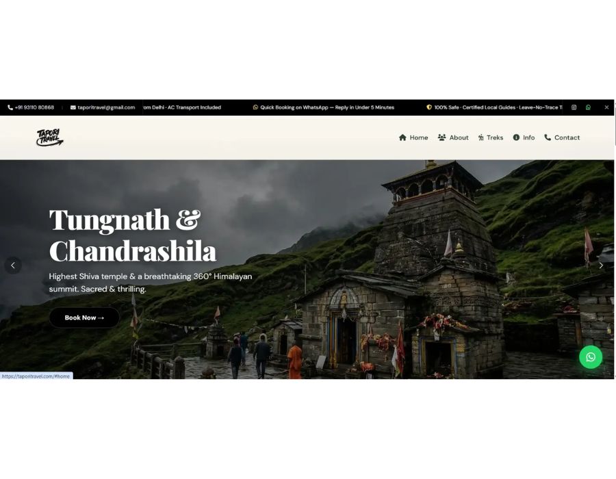 Tapori Travel – Travel Website Development & Digital Platform Portfolio Image