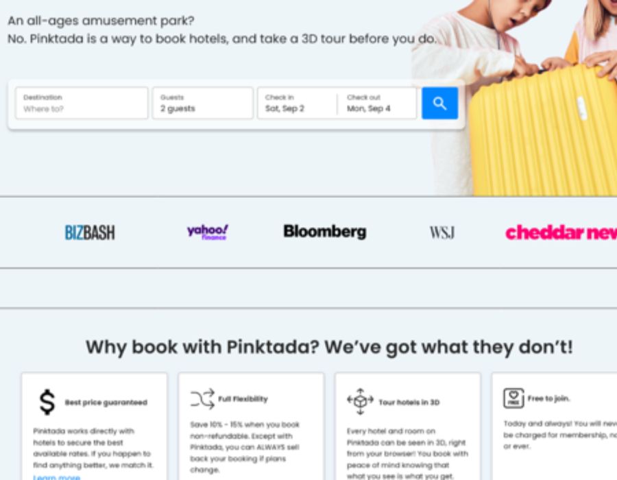 PinkTada Hotel Booking Marketplace Development Portfolio Image