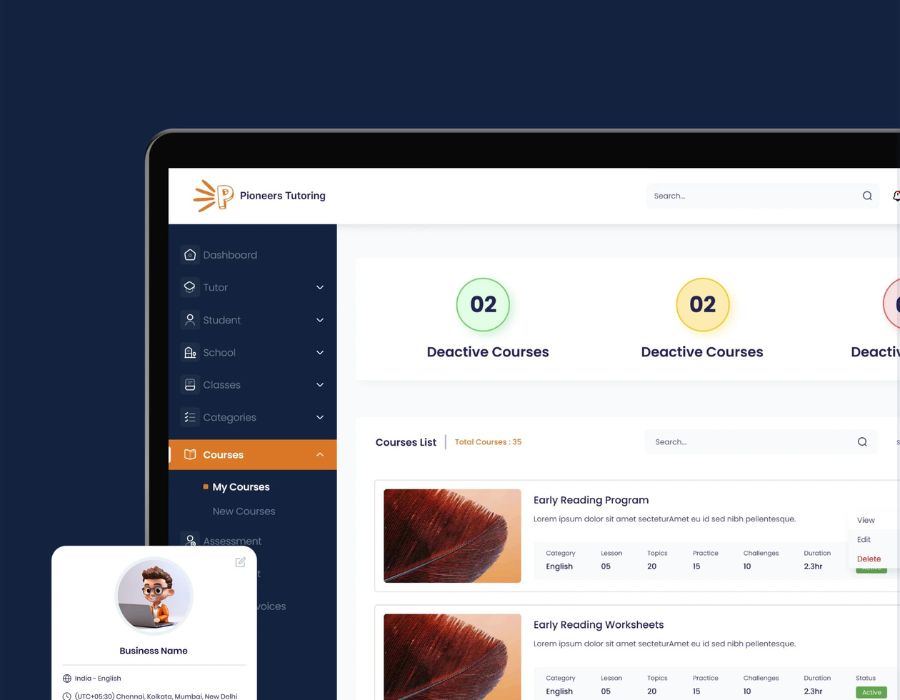 Pioneers Learning Hub – Scalable eLearning Management Platform Portfolio Image