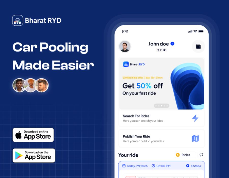 BharatRYD: Cross-Platform Carpooling Marketplace for India Portfolio Image