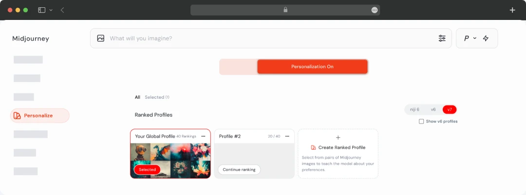 Click on personalization for a better experience