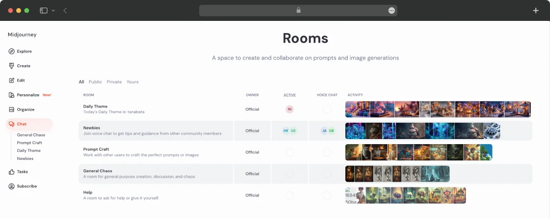 Midjourney collaboration space