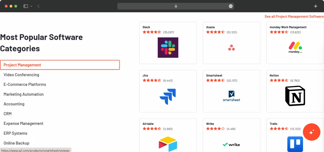 Most Popular Software Categories