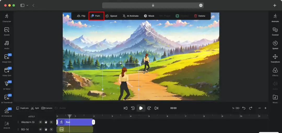 Customize your characters and scene movement