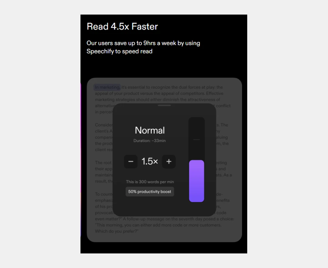 Speechify reading speed