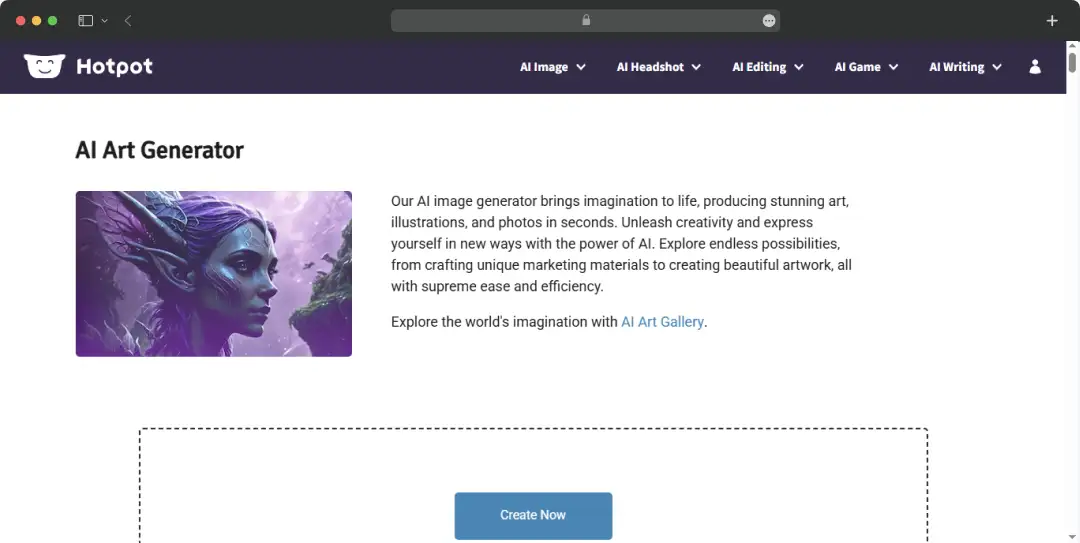 AI Art Generator page’s image