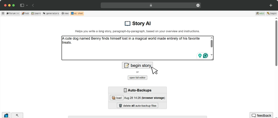 Perchance AI story generator