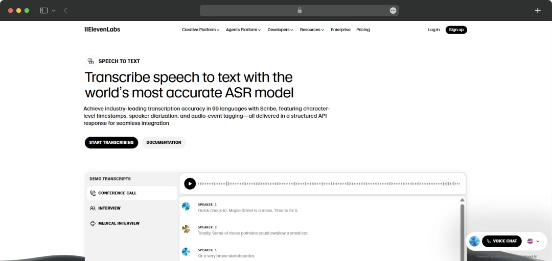 ElevenLabs Speech to Text Transcription