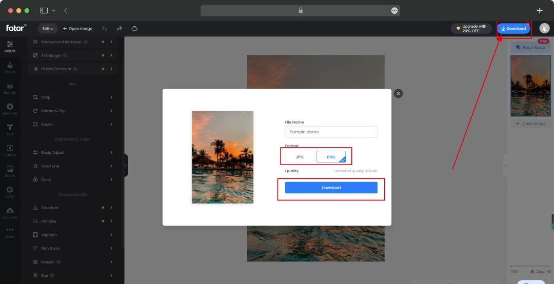 Download your edited photos